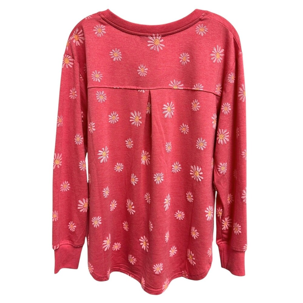 Jane & Delancey Women's  V-Neck Pullover Top Long Sleeve Size M Pink - Picture 3 of 9